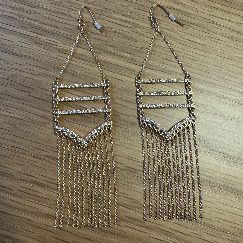 Rebecca Minkoff Drama Pave Fringe Chandelier Drop Earrings